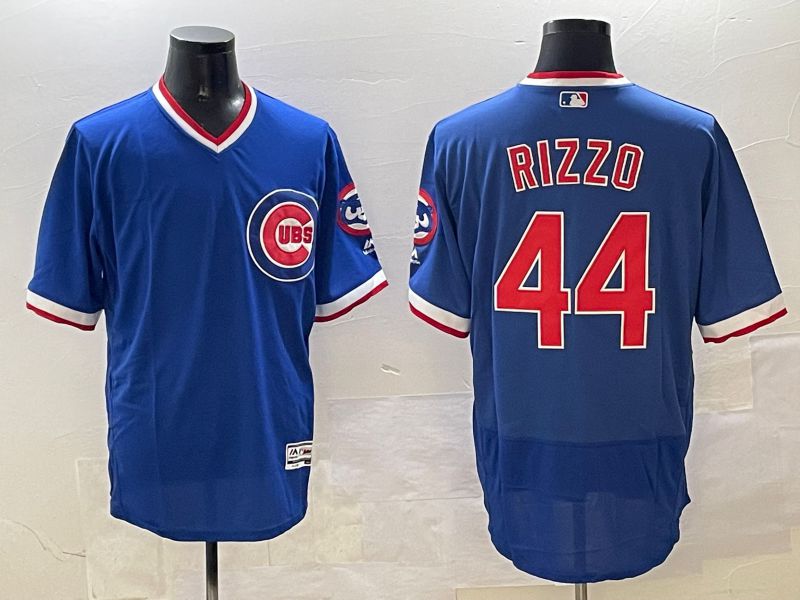 Men Chicago Cubs #44 Rizzo Blue Throwback Elite 2025 Nike MLB Jersey style 1